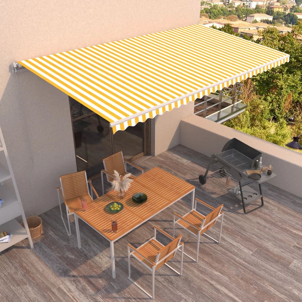 vidaXL VidaXL Manual Retractable Awning 400x350 Burgundy UV Resistant Patio Shade For Outdoors - Cover