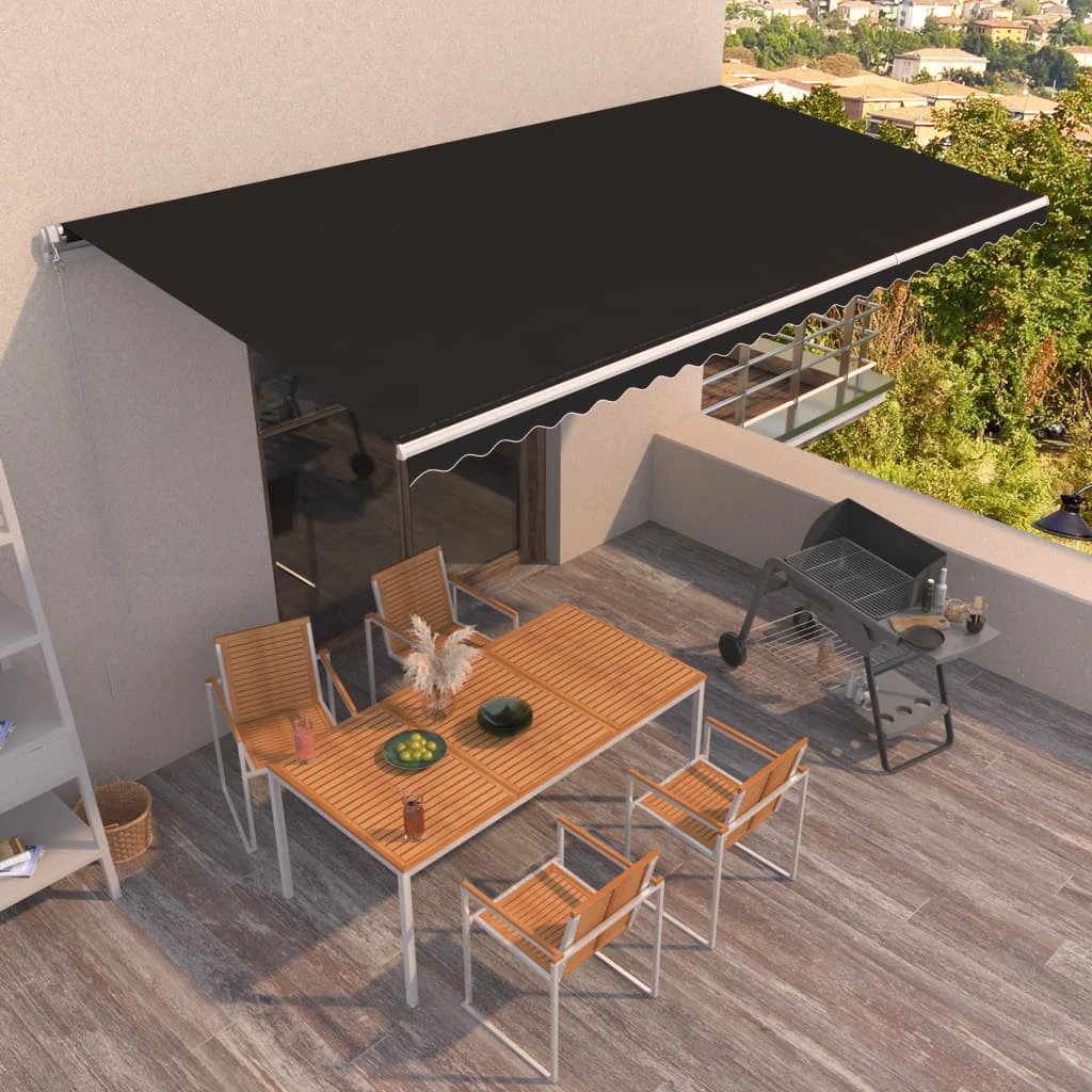vidaXL VidaXL Manual Retractable Awning 400x350 Burgundy UV Resistant Patio Shade For Outdoors - Cover