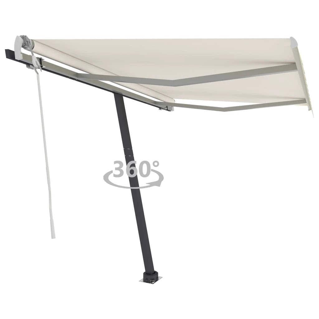 VidaXL Freestanding Manual Retractable Awning 300x250 Cm Blue White UV Resistant Outdoor Patio by vidaXL