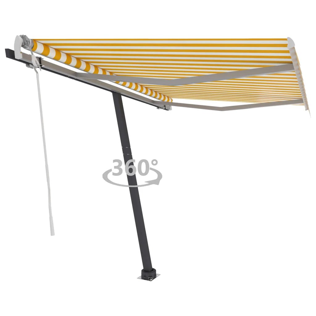 VidaXL Freestanding Manual Retractable Awning 300x250 Cm Blue White UV Resistant Outdoor Patio by vidaXL