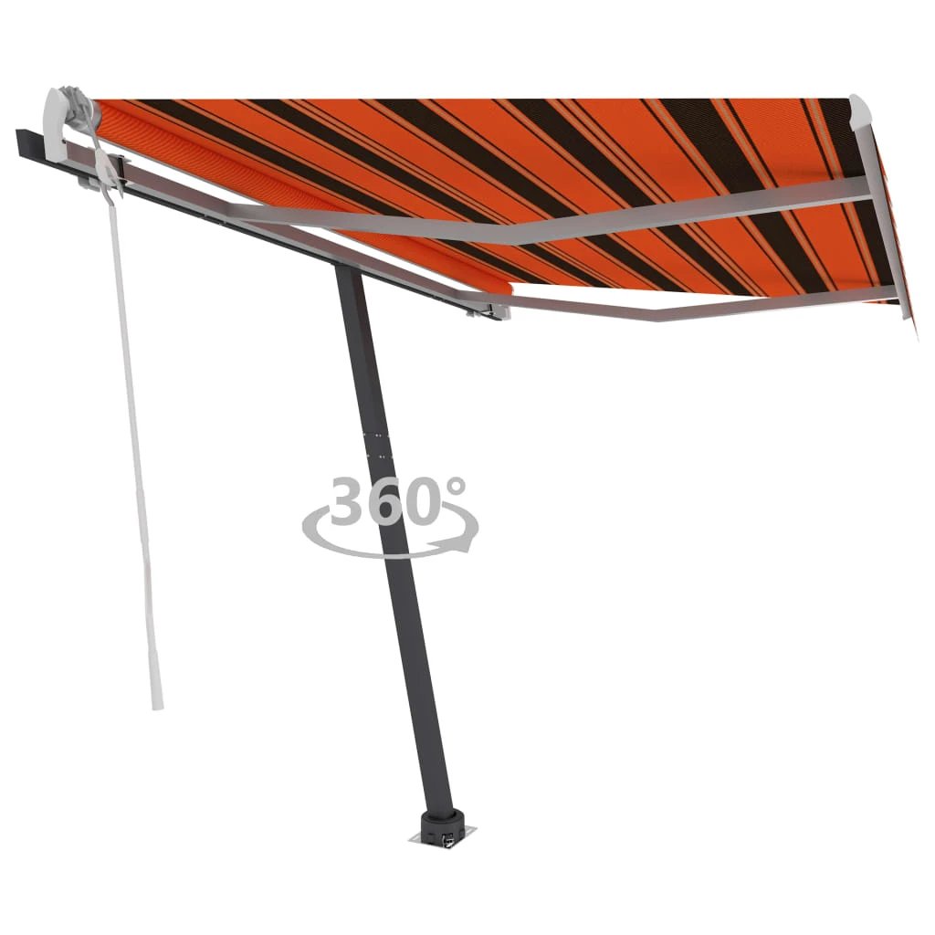 VidaXL Freestanding Manual Retractable Awning 300x250 Cm Blue White UV Resistant Outdoor Patio by vidaXL