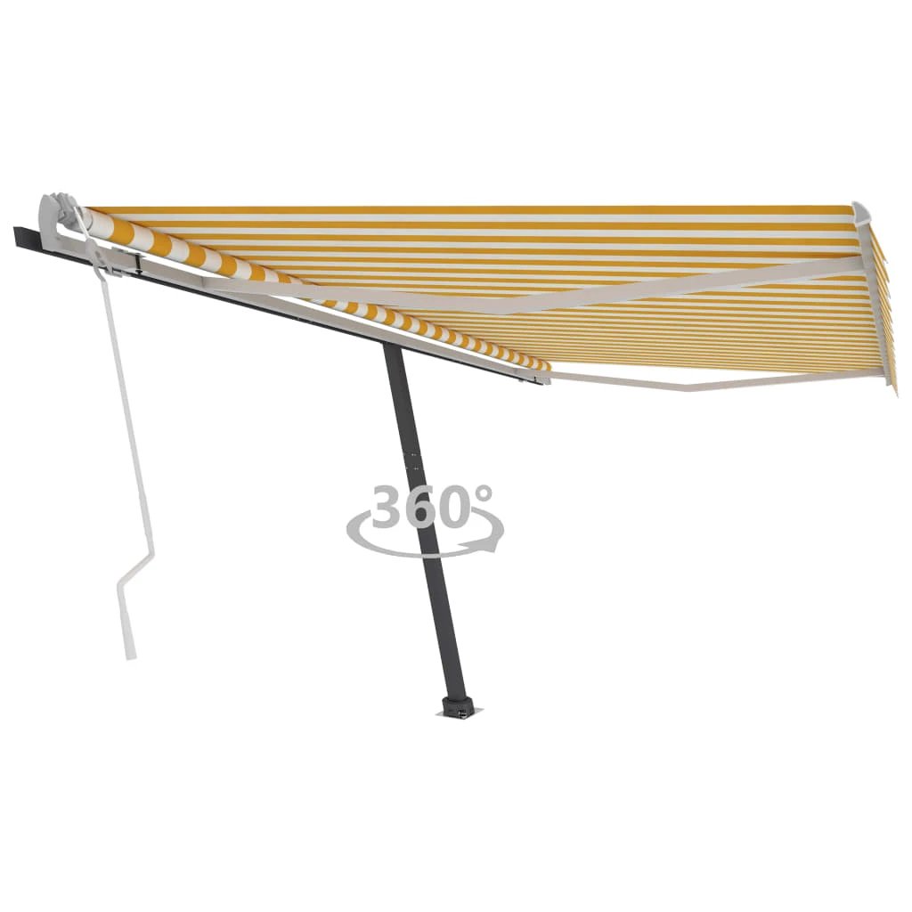 VidaXL Freestanding Manual Retractable Awning 300x250 Cm Blue White UV Resistant Outdoor Patio by vidaXL