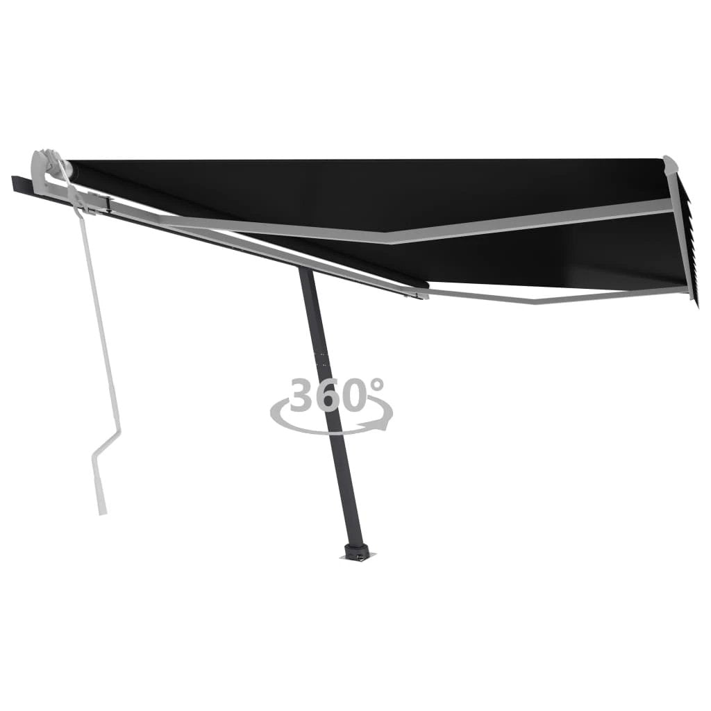 VidaXL Freestanding Manual Retractable Awning 300x250 Cm Blue White UV Resistant Outdoor Patio by vidaXL