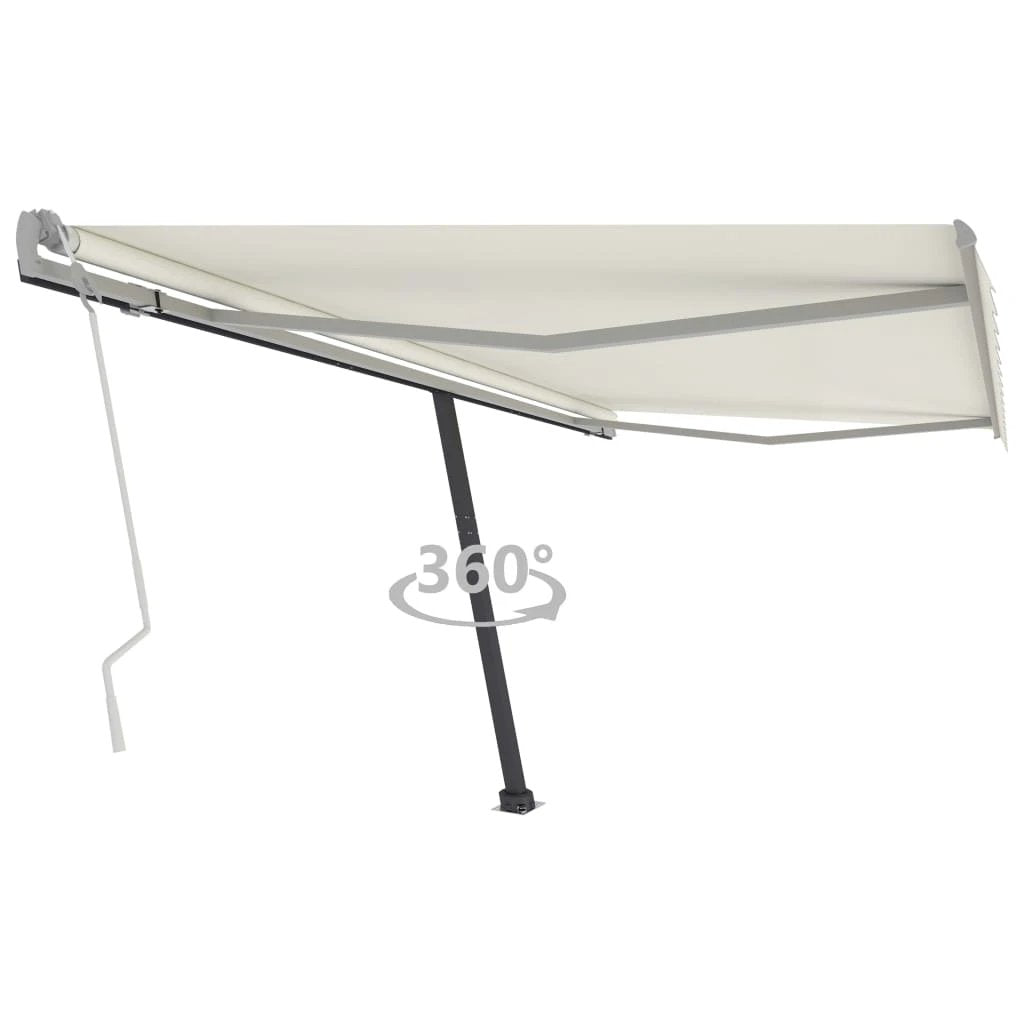 vidaXL VidaXL Freestanding Manual Retractable Awning 300x250 Cm Blue White UV Resistant Outdoor Patio - Cover