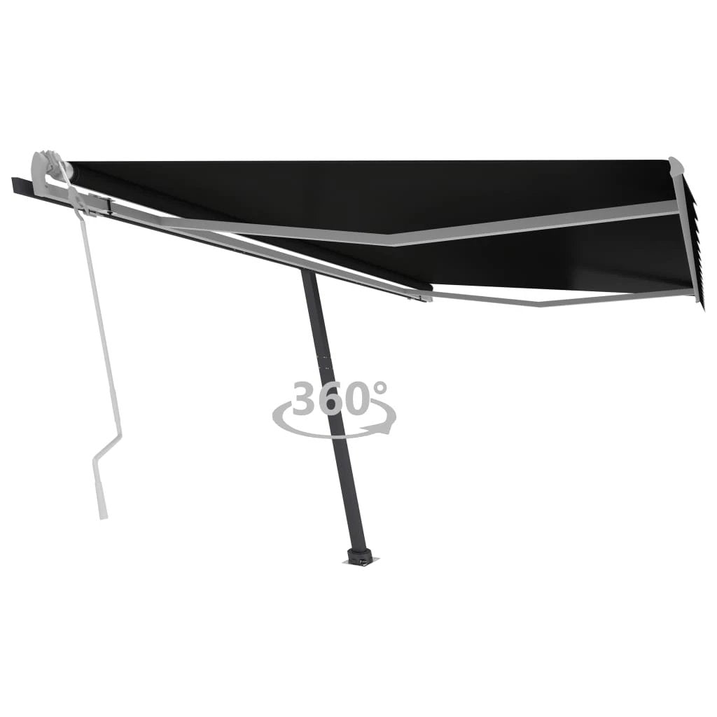 vidaXL VidaXL Freestanding Manual Retractable Awning 300x250 Cm Blue White UV Resistant Outdoor Patio - Cover