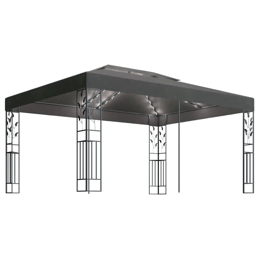 vidaXL vidaXL Gazebo with Double Roof&LED String Lights 3x4 m White - Gazebos
