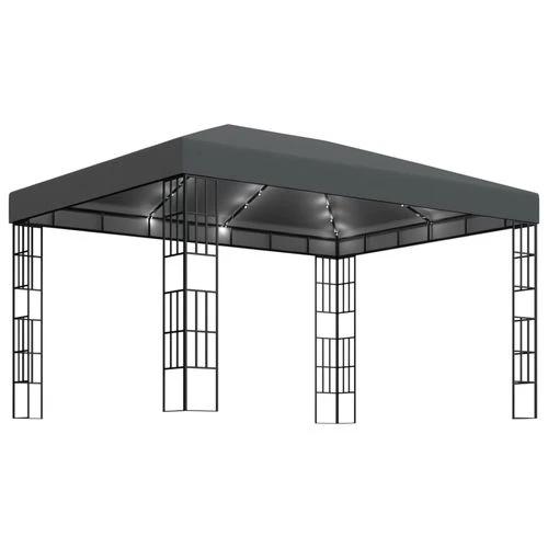 vidaXL Gazebo 3x3 m with LED String Lights for Outdoor Gatherings and Shade by vidaXL