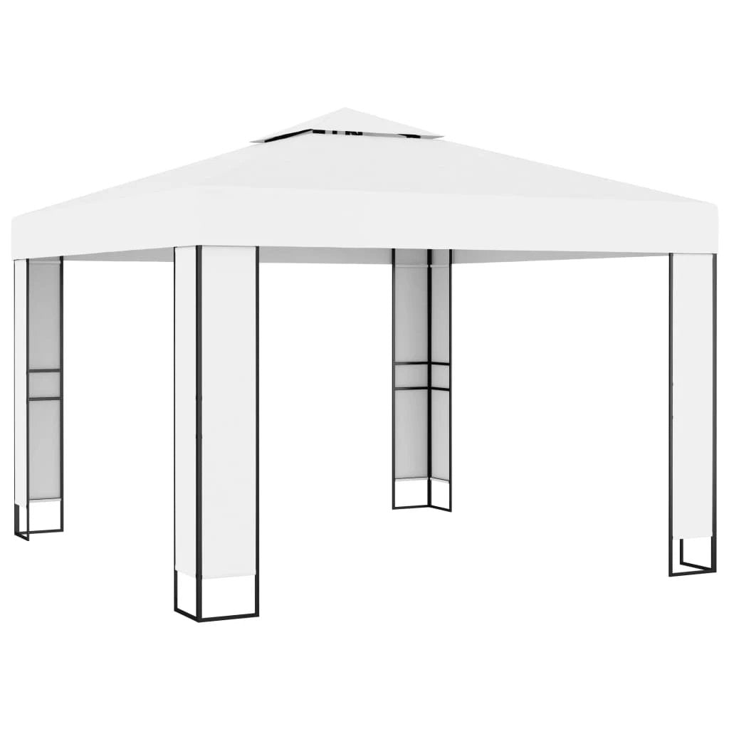 vidaXL vidaXL Gazebo with Double Roof&LED String Lights 3x3 m White - Uncategorized Gazebos