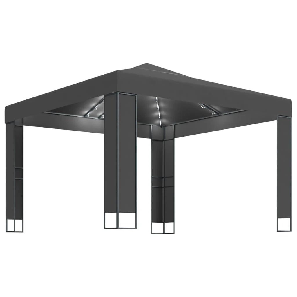 vidaXL Gazebo with Double Roof&LED String Lights 3x3 m White by vidaXL