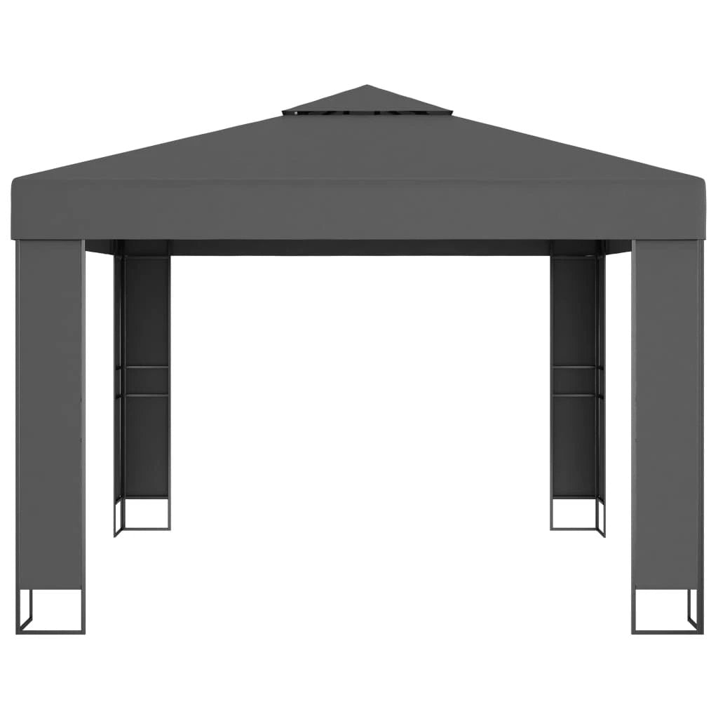 vidaXL Gazebo with Double Roof&LED String Lights 3x3 m White by vidaXL