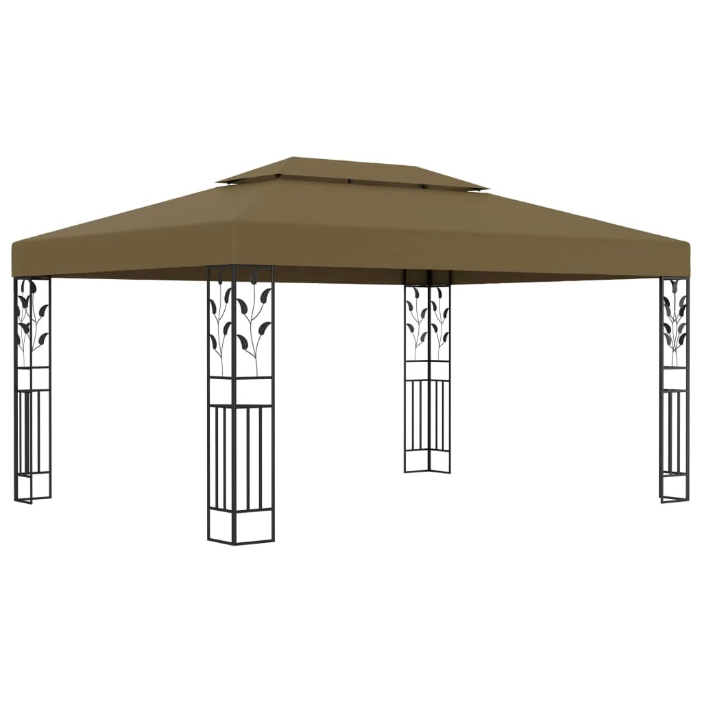 vidaXL Gazebo with Double Roof&LED String Lights 3x4 m White by vidaXL