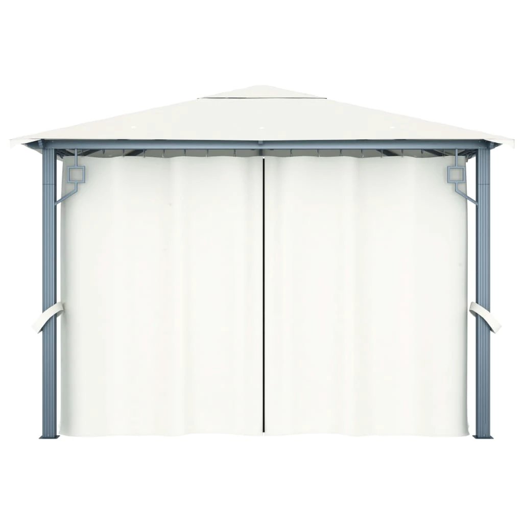 vidaXL vidaXL Gazebo with Curtain&LED String Lights 3x3 m Cream Aluminium - Gazebos