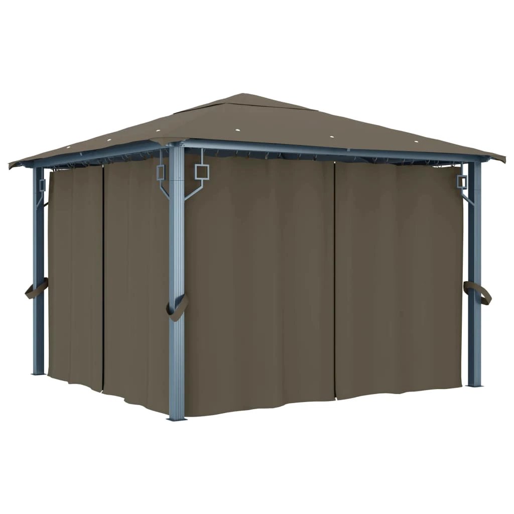 vidaXL Gazebo with Curtain&LED String Lights 3x3 m Cream Aluminium by vidaXL