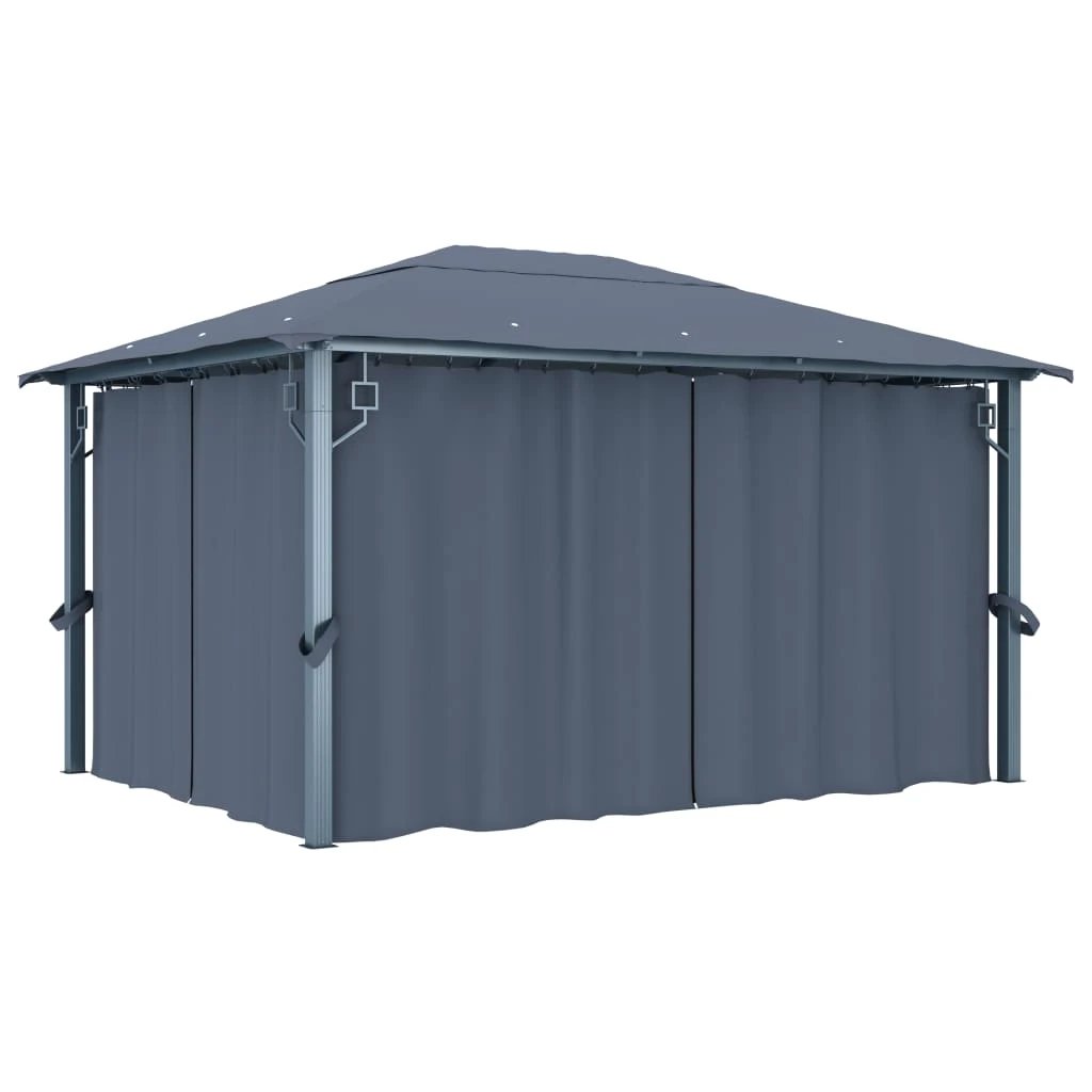 vidaXL vidaXL Gazebo with Curtain&LED String Lights 3x3 m Cream Aluminium - Gazebos