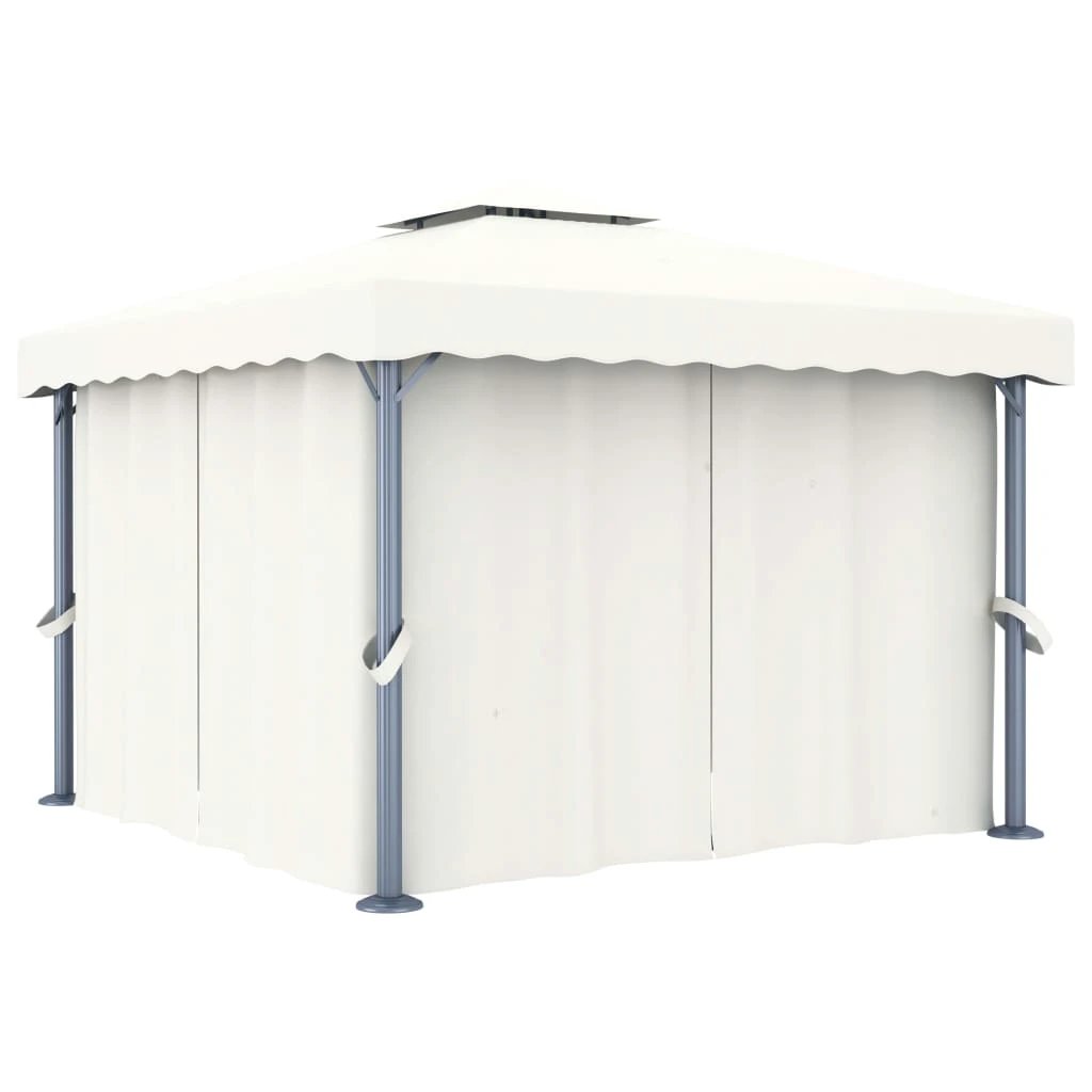 vidaXL vidaXL Gazebo with Curtain&LED String Lights 3x3 m Cream White - Gazebos