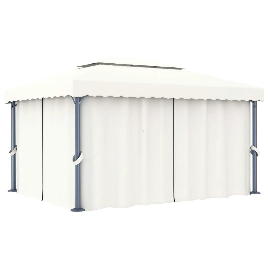 vidaXL vidaXL Gazebo with Curtain&LED String Lights 3x3 m Cream White - Gazebos