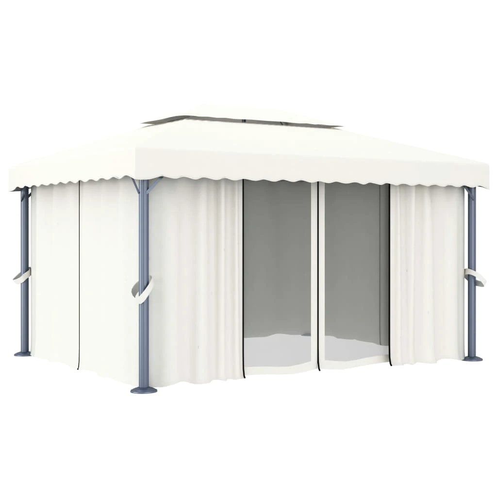 vidaXL vidaXL Gazebo with Curtain&LED String Lights 3x3 m Cream White - Gazebos