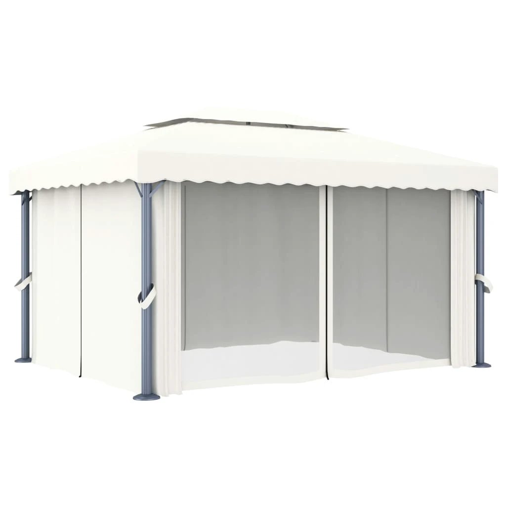 vidaXL vidaXL Gazebo with Curtain&LED String Lights 3x3 m Cream White - Gazebos