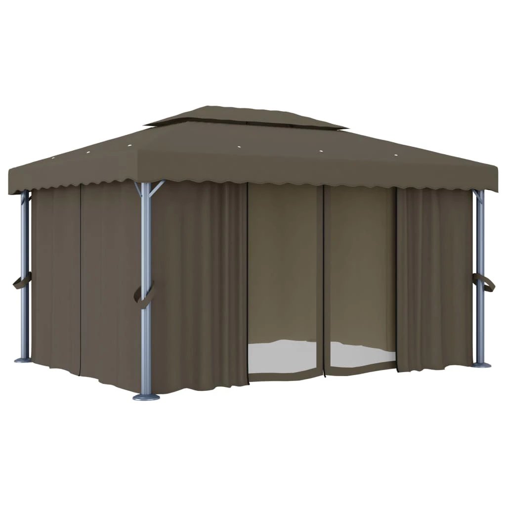 vidaXL vidaXL Gazebo with Curtain&LED String Lights 3x3 m Cream White - Gazebos