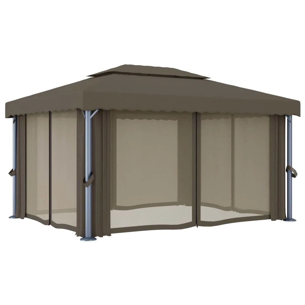 vidaXL vidaXL Gazebo with Curtain&LED String Lights 3x3 m Cream White - Gazebos