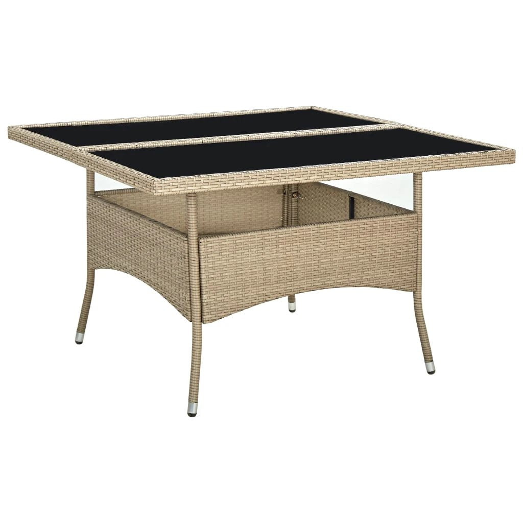 vidaXL vidaXL Outdoor Dining Table Black Poly Rattan and Solid Acacia Wood - Garden Table