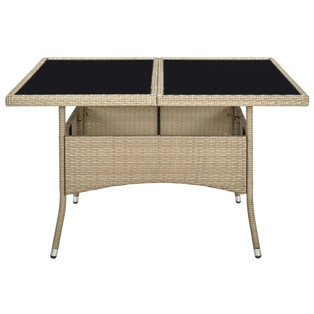 vidaXL vidaXL Outdoor Dining Table Black Poly Rattan and Solid Acacia Wood - Garden Table