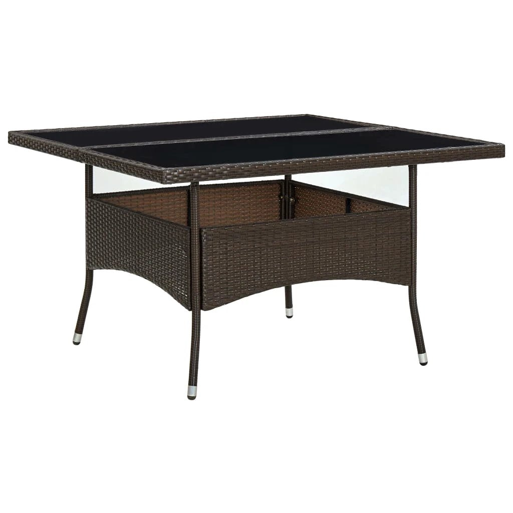 vidaXL vidaXL Outdoor Dining Table Black Poly Rattan and Solid Acacia Wood - Garden Table