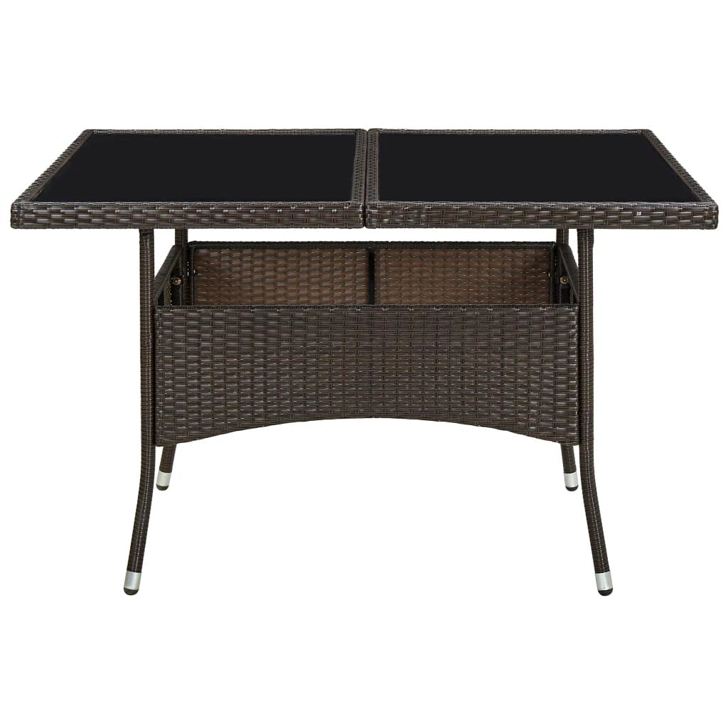 vidaXL Outdoor Dining Table Black Poly Rattan and Solid Acacia Wood by vidaXL