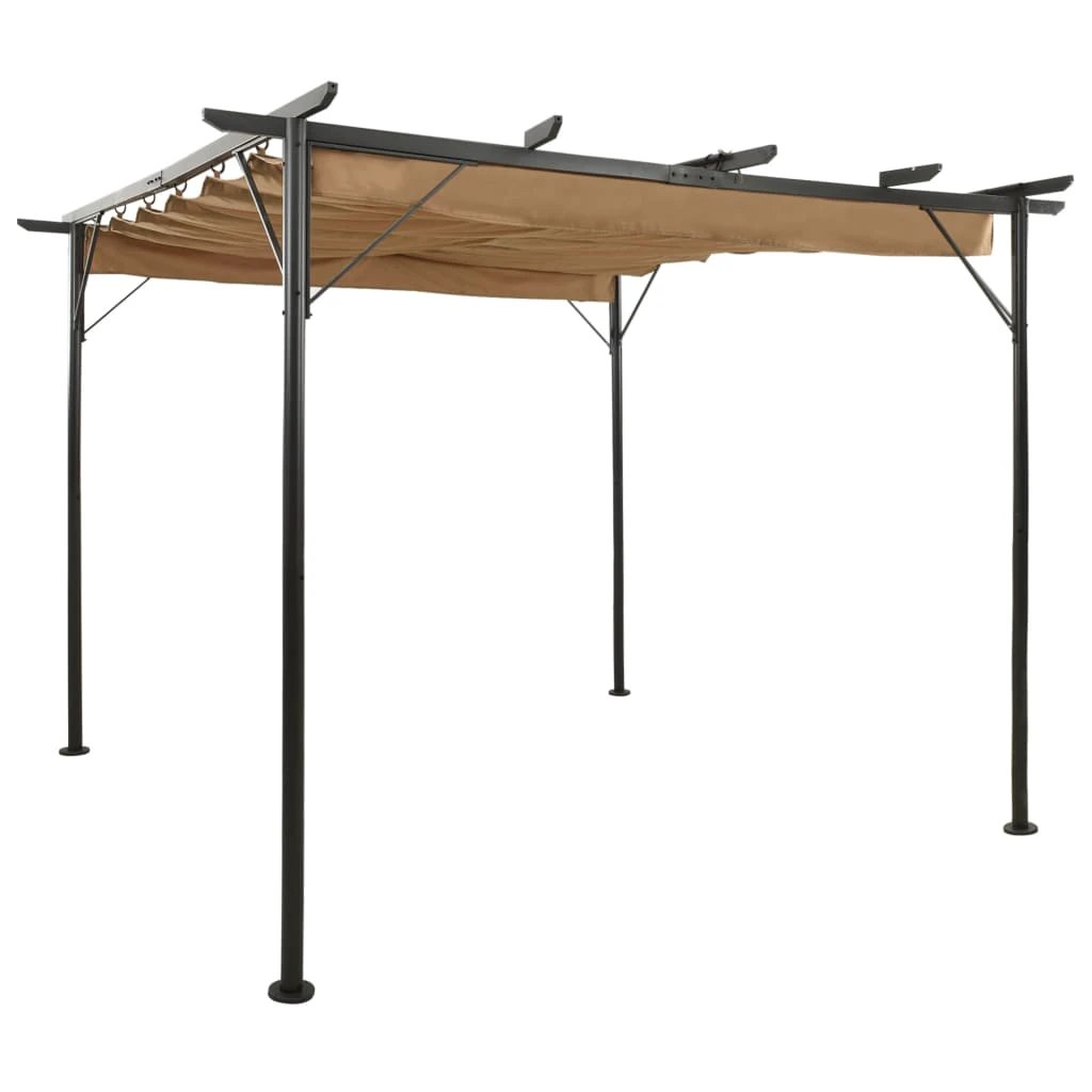 vidaXL vidaXL Pergola with Retractable Roof Cream White 3x3 m Steel - Gazebos
