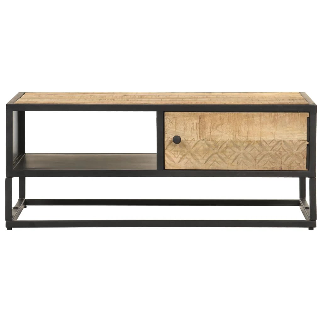 Industrial Handmade Coffee Table 90x55x36 Cm Carved Door Mango Wood For Living Room Decor Style by vidaXL