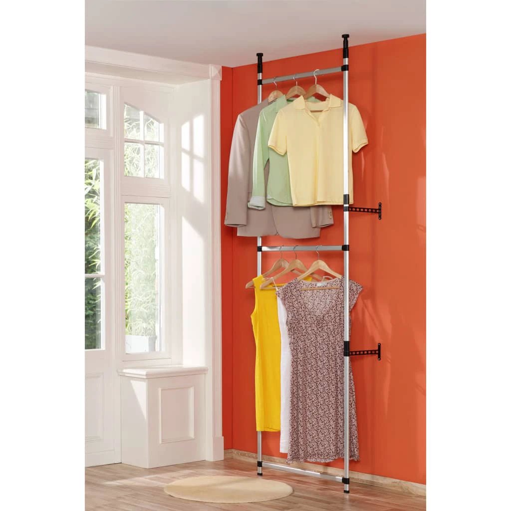 Telescopic Wardrobe System with Rods Aluminium by vidaXL