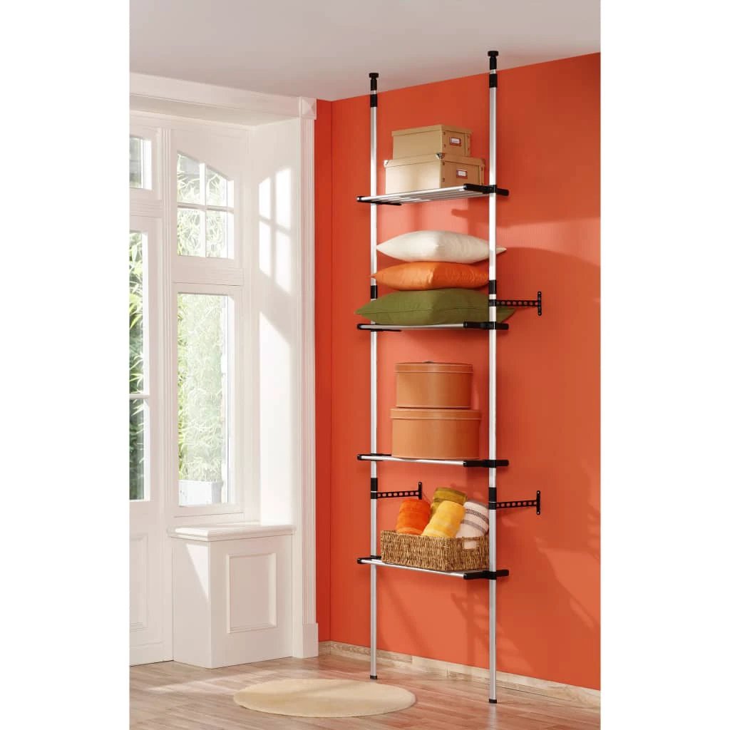 Telescopic Wardrobe System with Shelves Aluminium by vidaXL