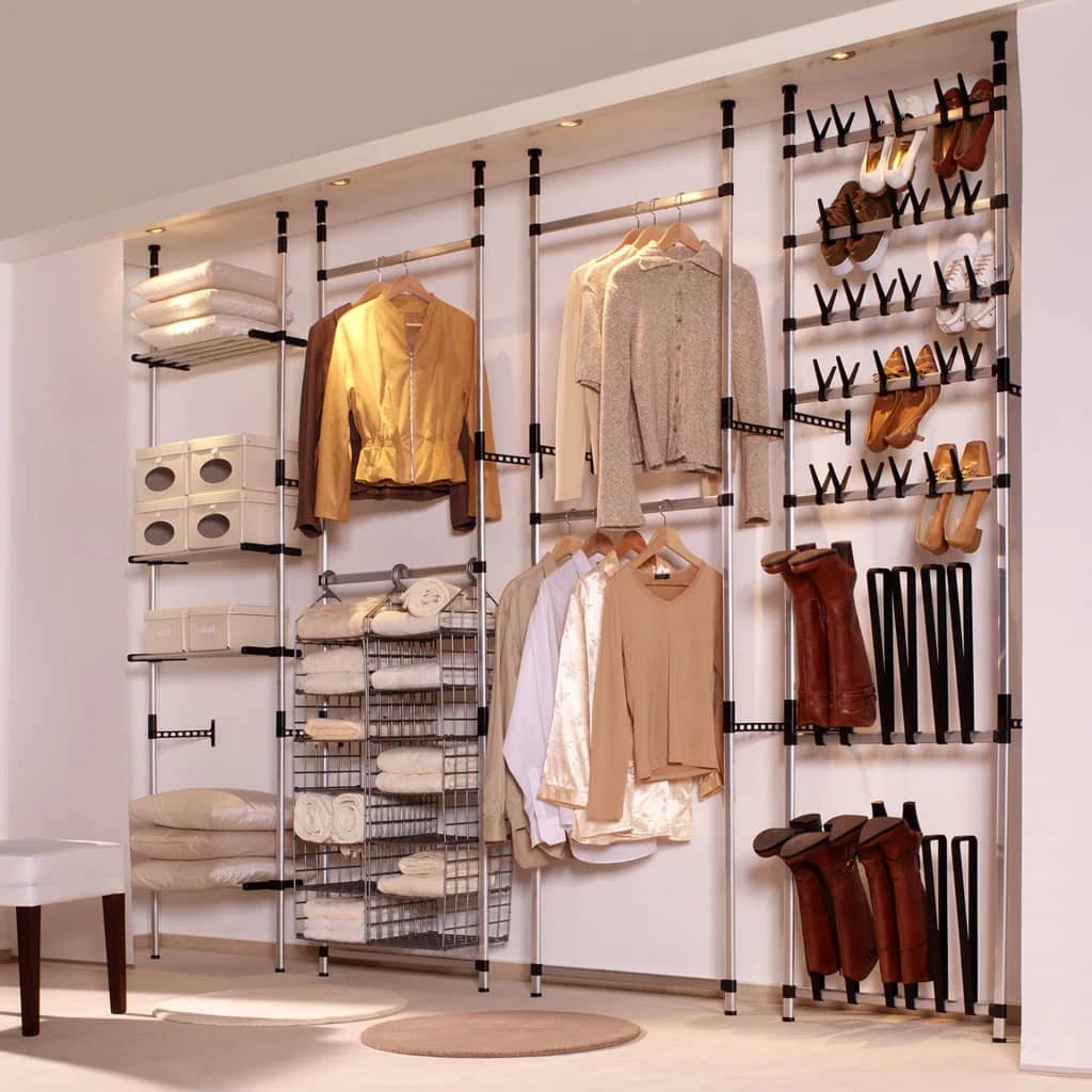 vidaXL Telescopic Wardrobe System with Rods Aluminium -