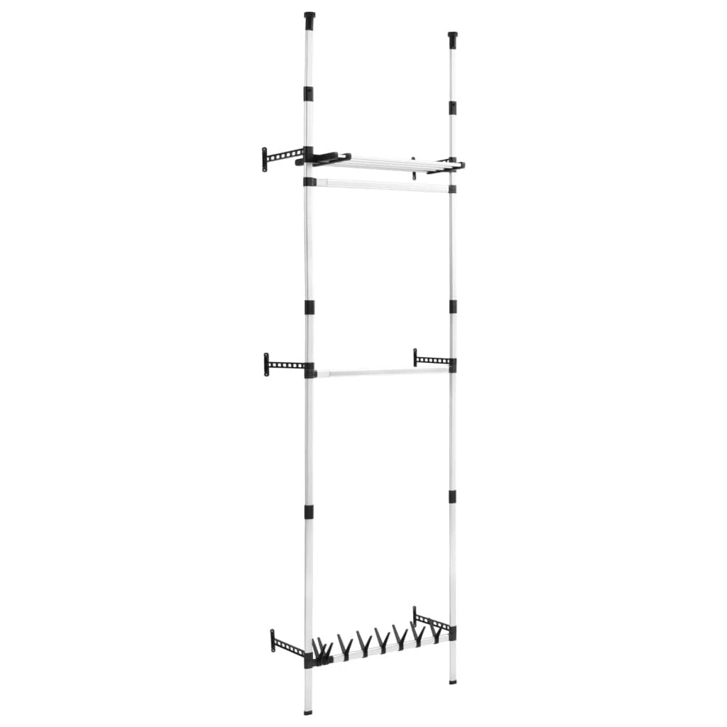 vidaXL Telescopic Wardrobe System with Rods and Shelf Aluminium -