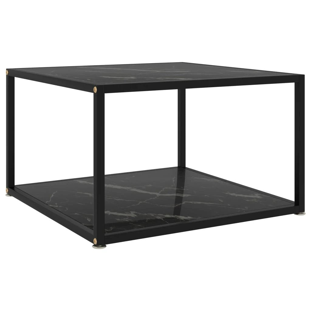 vidaXL VidaXL Coffee Table 60x60x35 cm Tempered Glass Two Layer Design With Powder Coated Steel Frame For Living Room - Coffee Table
