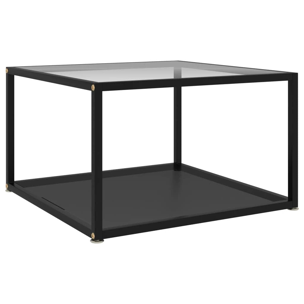 vidaXL VidaXL Coffee Table 60x60x35 cm Tempered Glass Two Layer Design With Powder Coated Steel Frame For Living Room - Coffee Table