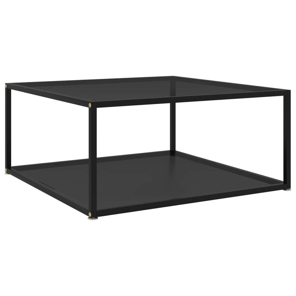 VidaXL Coffee Table 60x60x35 cm Tempered Glass Two Layer Design With Powder Coated Steel Frame For Living Room by vidaXL