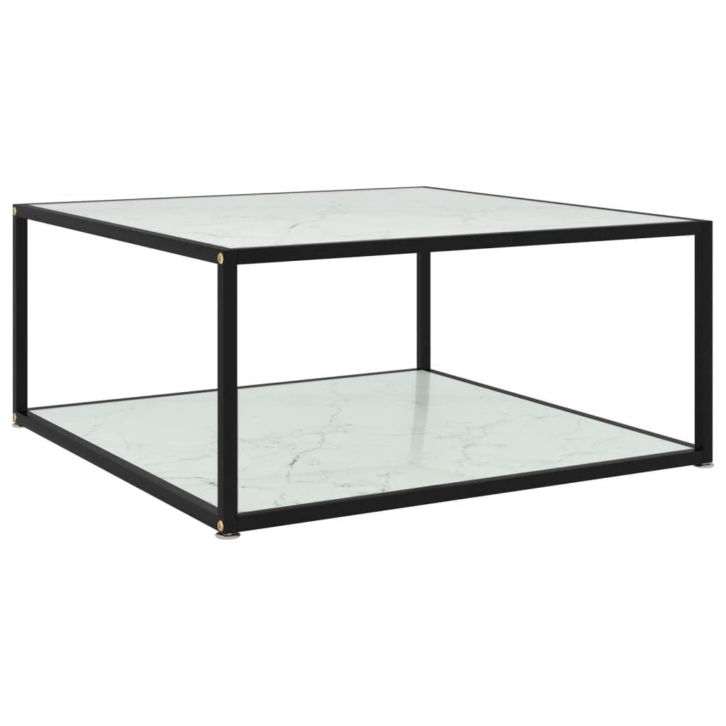 VidaXL Coffee Table 60x60x35 cm Tempered Glass Two Layer Design With Powder Coated Steel Frame For Living Room by vidaXL