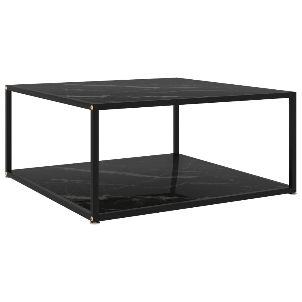 VidaXL Coffee Table 60x60x35 cm Tempered Glass Two Layer Design With Powder Coated Steel Frame For Living Room by vidaXL