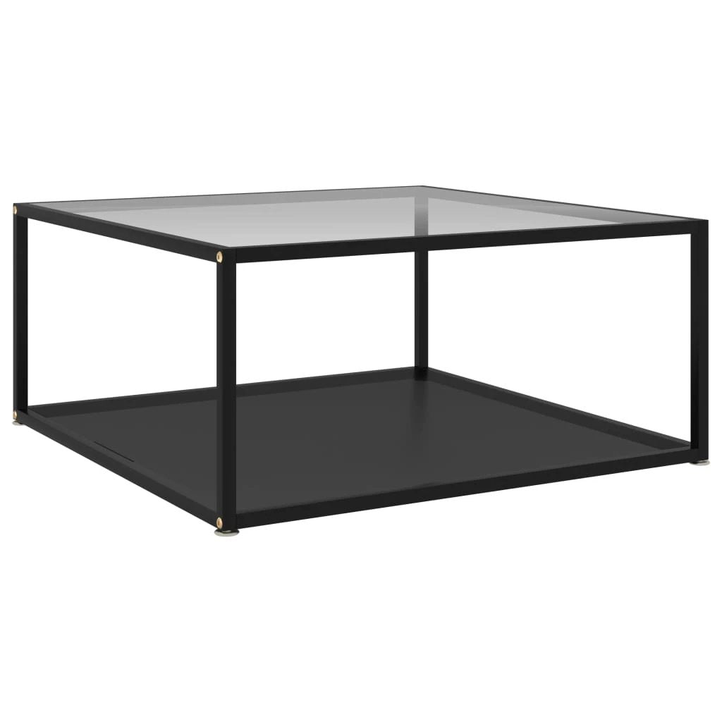 VidaXL Coffee Table 60x60x35 cm Tempered Glass Two Layer Design With Powder Coated Steel Frame For Living Room by vidaXL