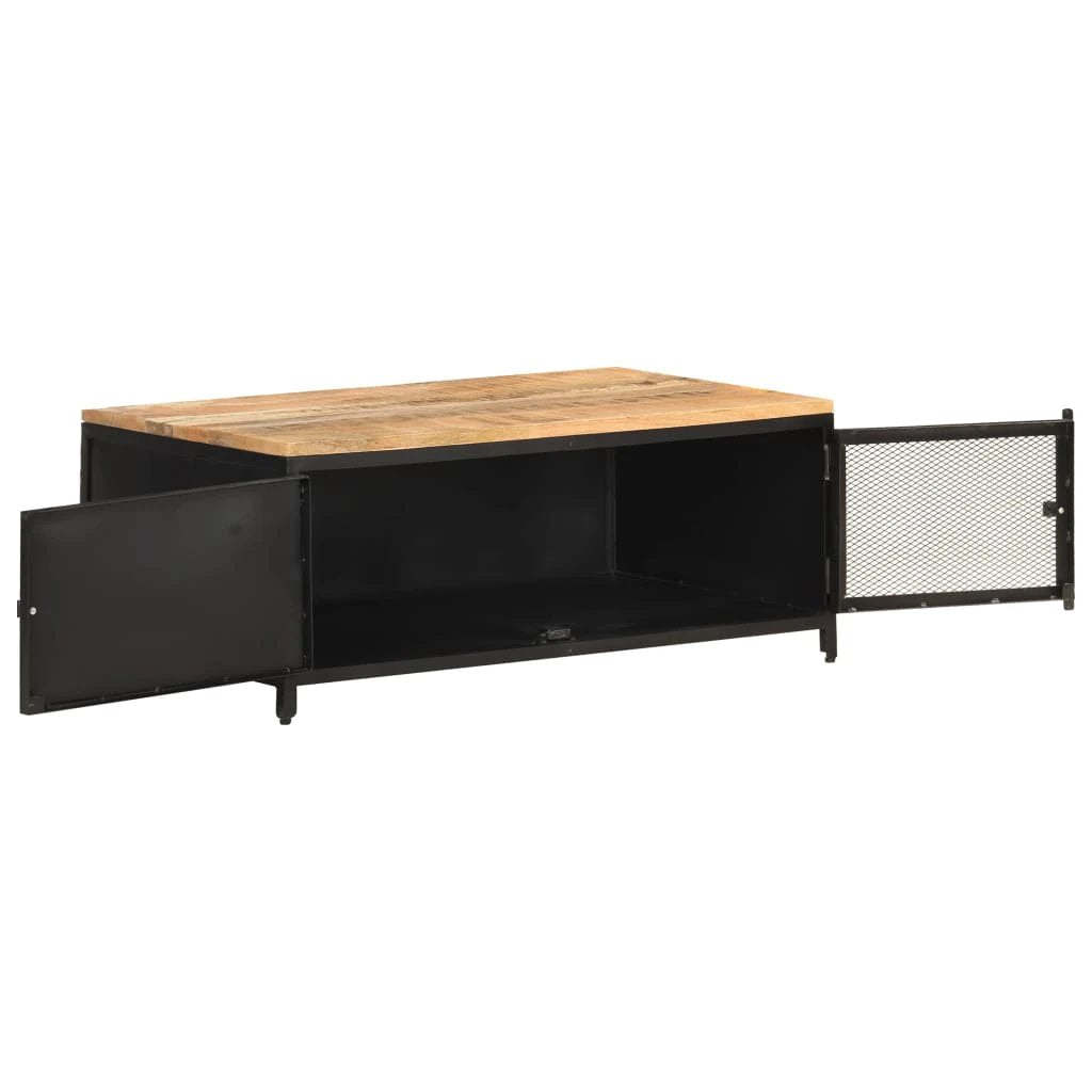 vidaXL Industrial Coffee Table 90x50x37 Cm Solid Rough Mango Wood For Living Room Decor - Coffee Table