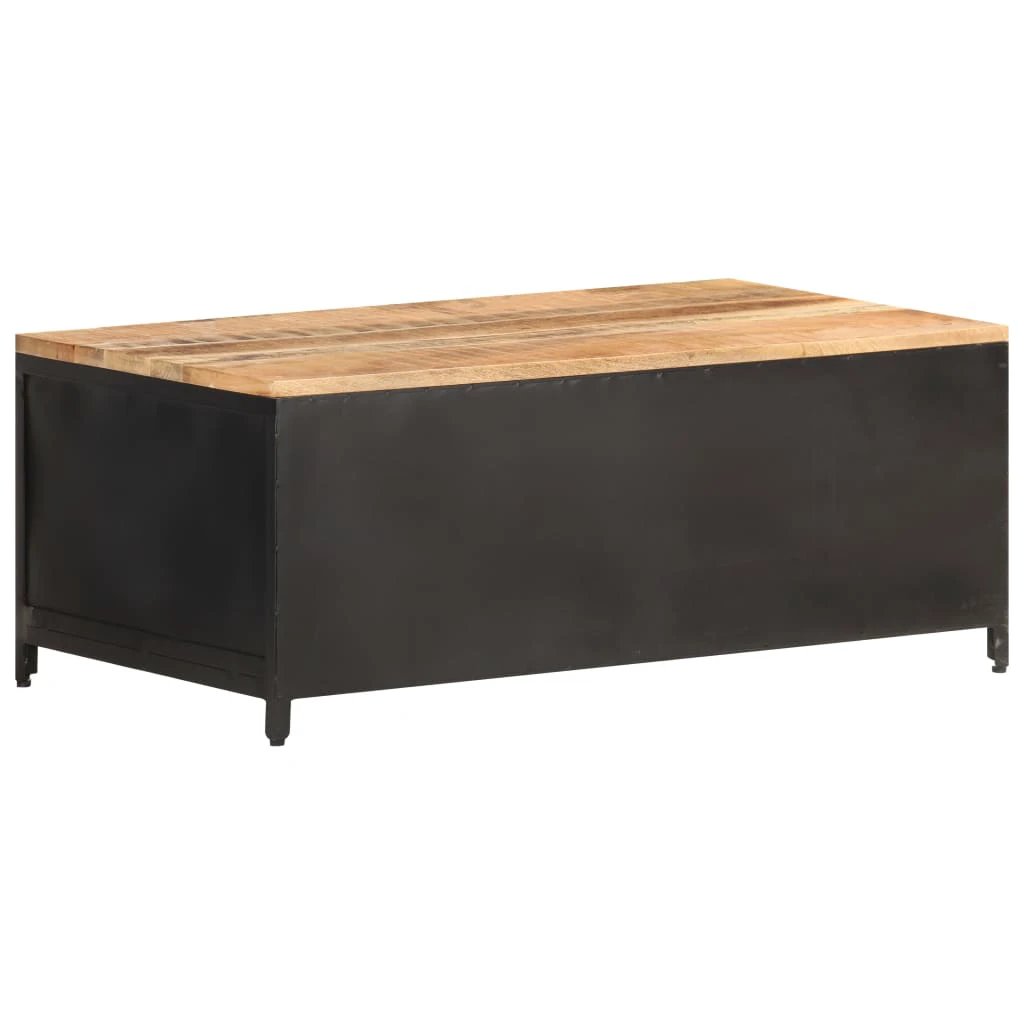 vidaXL Industrial Coffee Table 90x50x37 Cm Solid Rough Mango Wood For Living Room Decor - Coffee Table