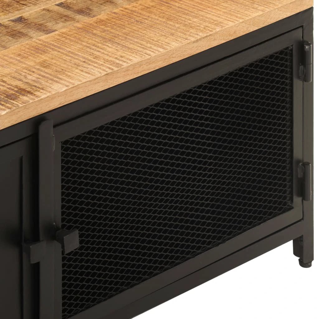 vidaXL Industrial Coffee Table 90x50x37 Cm Solid Rough Mango Wood For Living Room Decor - Coffee Table