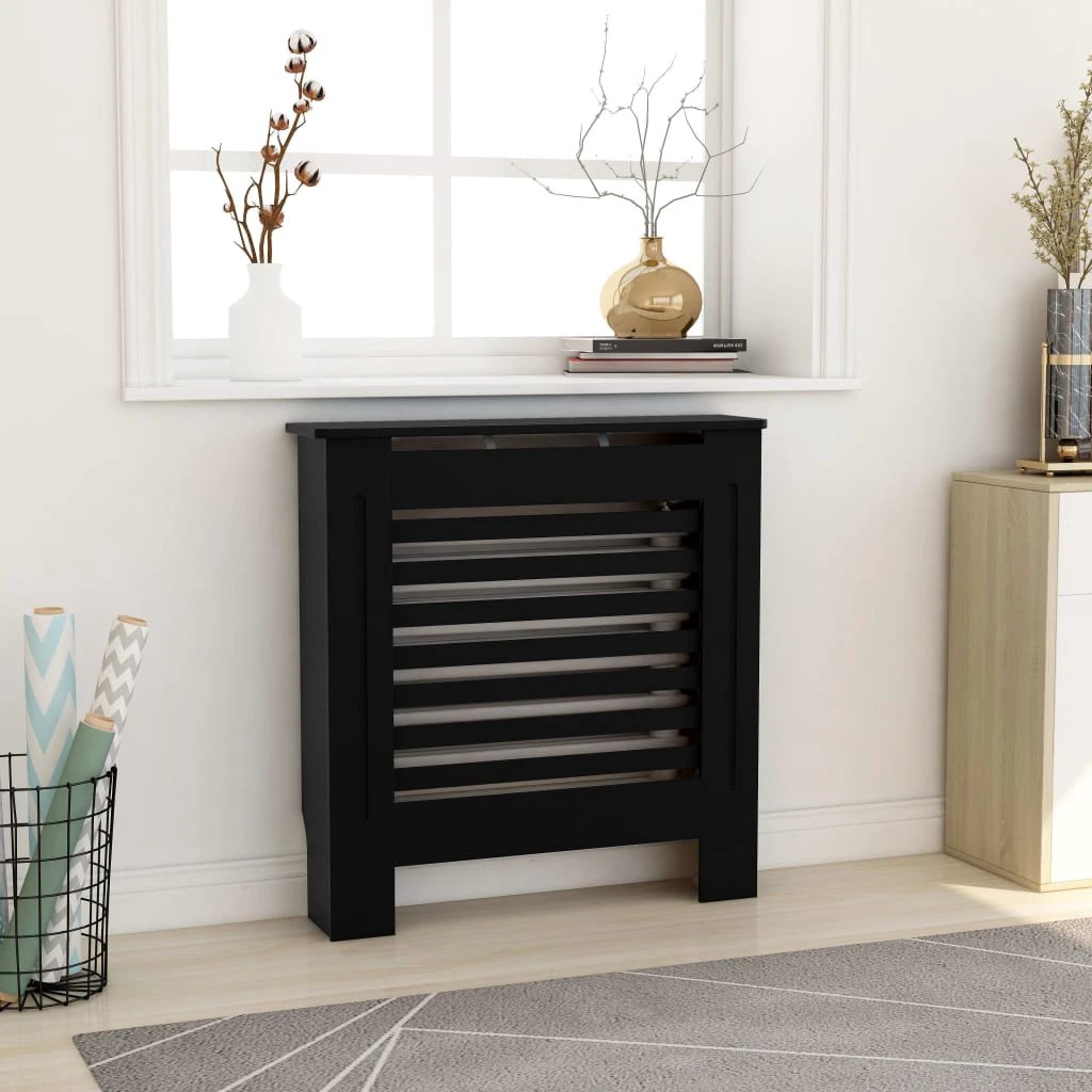 VidaXL Radiator Cover Cabinet 205 cm White MDF Modern Slatted Design With Shelf Living Room by vidaXL