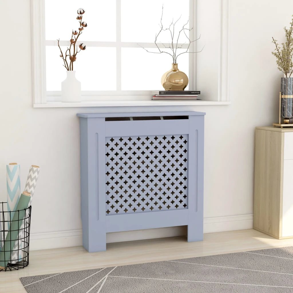 vidaXL VidaXL MDF Radiator Cover White 205 cm Slatted Ventilated Cabinet For Living Room Decor - Radiator
