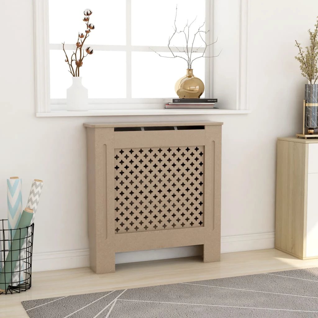 vidaXL VidaXL MDF Radiator Cover White 205 cm Slatted Ventilated Cabinet For Living Room Decor - Radiator