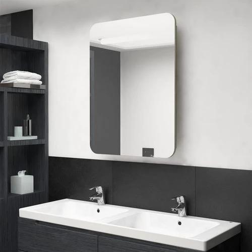 vidaXL LED Bathroom Mirror Cabinet 60x11x80 cm with Soft Illumination for Modern Home Decor - Bathroom Lights