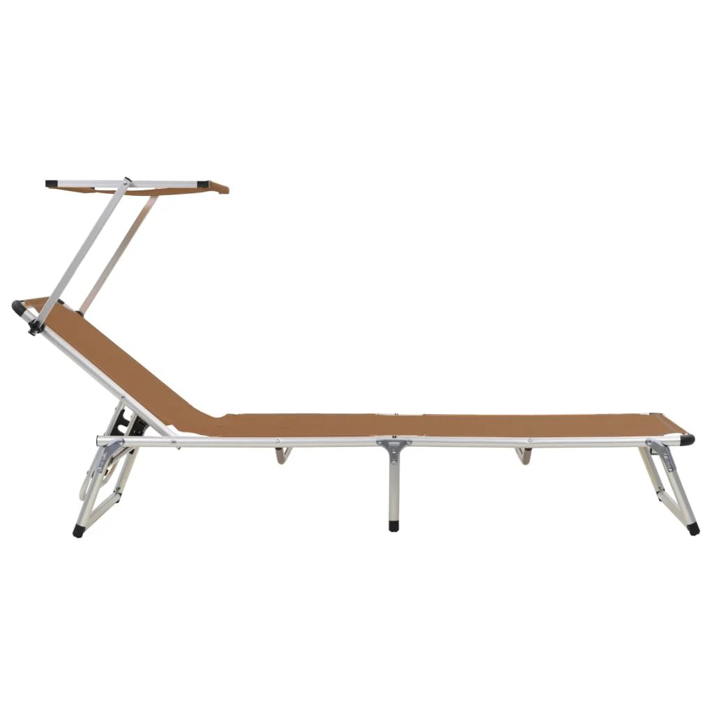 vidaXL vidaXL Folding Sun Lounger with Roof Aluminium and Textilene Blue - Sun Lounger