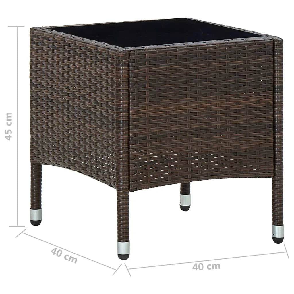 vidaXL vidaXL Garden Table Brown 40x40x45 cm Poly Rattan - Garden Table