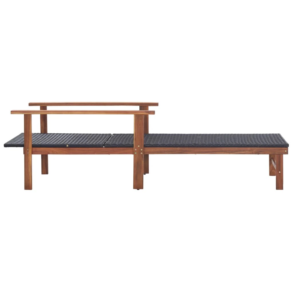 vidaXL vidaXL Sun Lounger Poly Rattan and Solid Acacia Wood Grey - Sun Lounger
